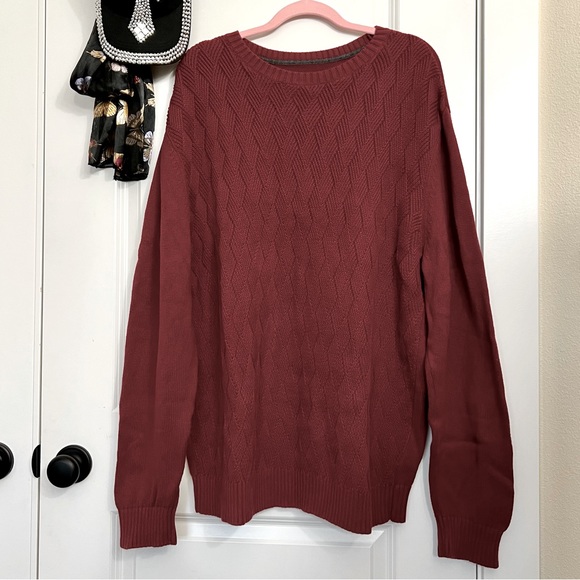 St. John’s Bay XXL Burgundy Cotton Cable Knit Sweater - Picture 1 of 4